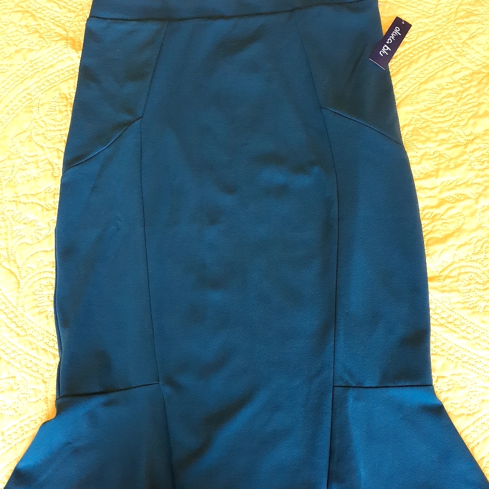 Olivia blue olive green large size mermaid tail shaped midi skirt